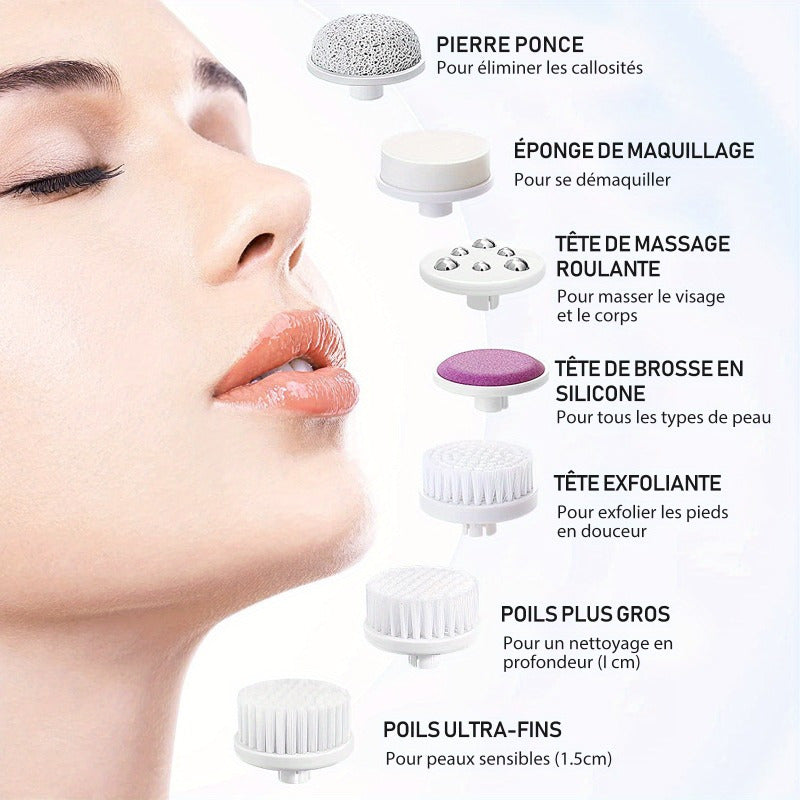 1 Set 5-in-1 Cleansing Set, Electric Cleansing Brush with Replacement Brush Heads, Facial Care Tools (Red/ ), Perfect Gift for Girls, Beauty Essentials, Deep Pore Cleaning, Portable Tool, Modern Skincare, Highquality Tool, Ge