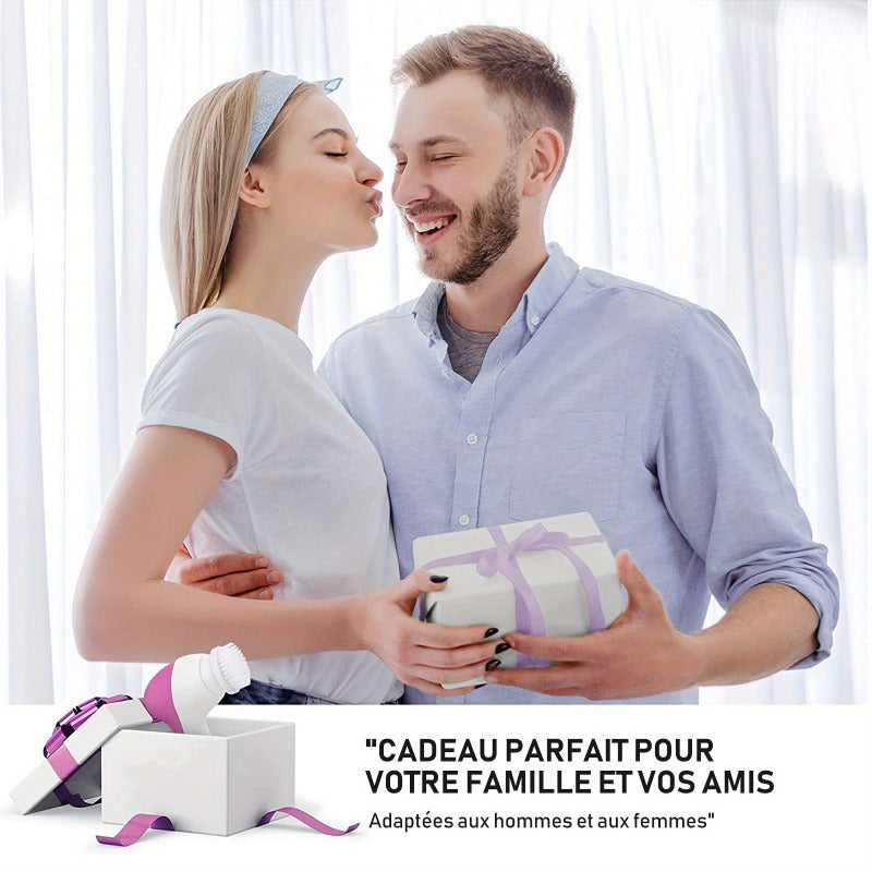 1 Set 5-in-1 Cleansing Set, Electric Cleansing Brush with Replacement Brush Heads, Facial Care Tools (Red/ ), Perfect Gift for Girls, Beauty Essentials, Deep Pore Cleaning, Portable Tool, Modern Skincare, Highquality Tool, Ge