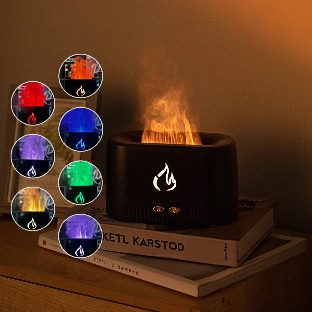 Colorful simulated flame aromatherapy machine atmosphere night light indoor humidification atomizer fragrance essential oil
