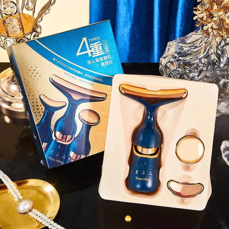 3-in-1 EMS Facial Lifting Device - Skin Tightening Wrinkle Reduction & Anti-Aging for Neck/Eye/Face Care Massage Roller