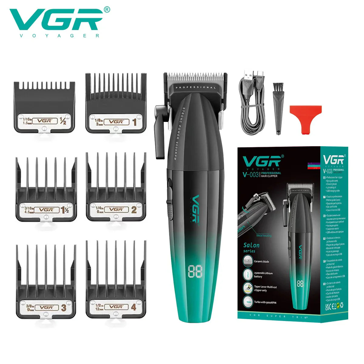 VGR 003 Clipper 906 Hair Cutting Machine High Quality 308 Hair Clipper Professional Set Vgr 003 9000 Rpm 45