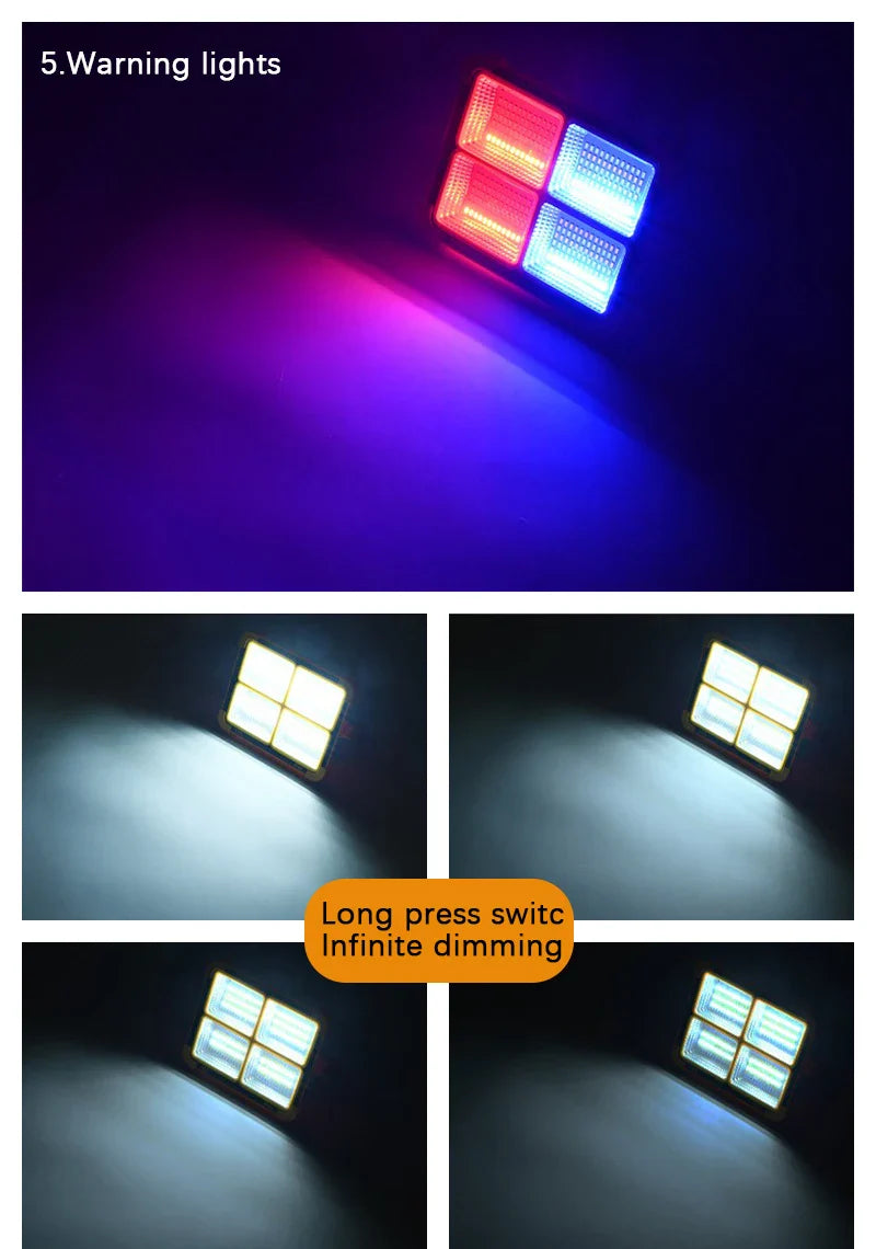 LED Solar Floodlight Outdoor IP66 Waterproof USB Rechargeable Magnet Strong Light Portable Camping Tent Fishing Light Work Light