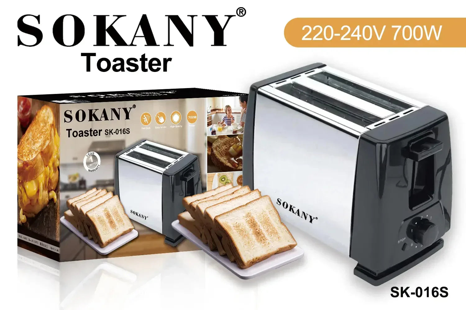 Sokany High Quality Convenient and Cheap Toaster Breakfast 2 4 Slices Toaster