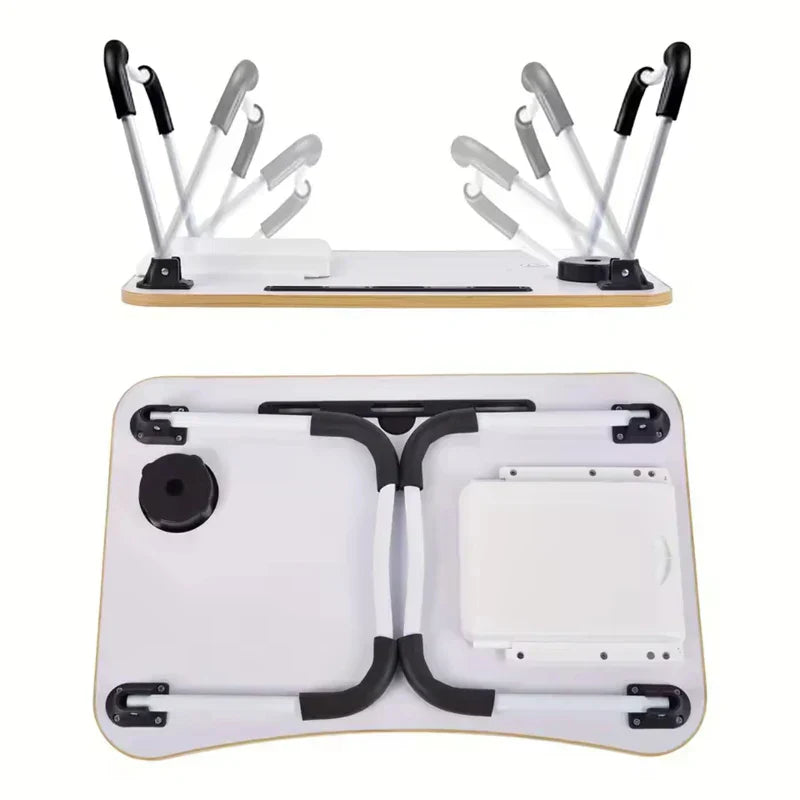 Folding table with cup holder drawer, laptop bed table, foldable tablet stand, laptop bed tray table, portable folding table, fo