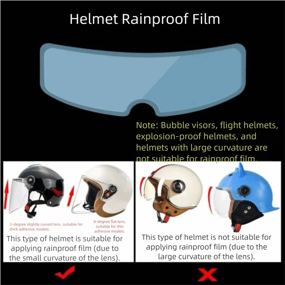 Universal Fit Motorcycle Helmet Patch Clear Nano Coating Helmet Lens Sticker Rainproof Helmet Anti-fog Film Helmet Accessories
