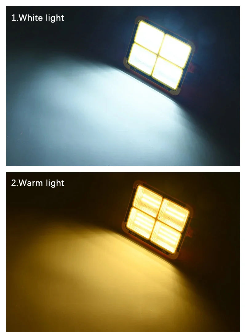 LED Solar Floodlight Outdoor IP66 Waterproof USB Rechargeable Magnet Strong Light Portable Camping Tent Fishing Light Work Light