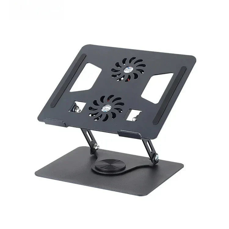 Metal Adjustable Laptop Holder 360 Degree Rotating Laptop Cooling Holder Foldable Laptop Lifter Holder with Dual Fans