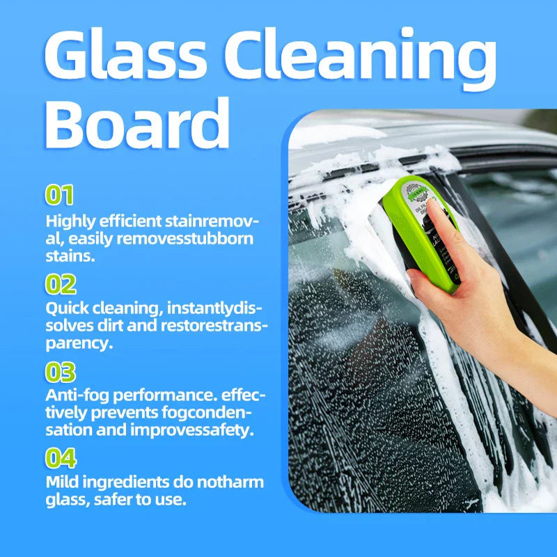 1pcs Automotive Car Oil Film Cleaning Brush,150ml Glass Oil Film Remover for Car Window,Windshield Brush For Car Care