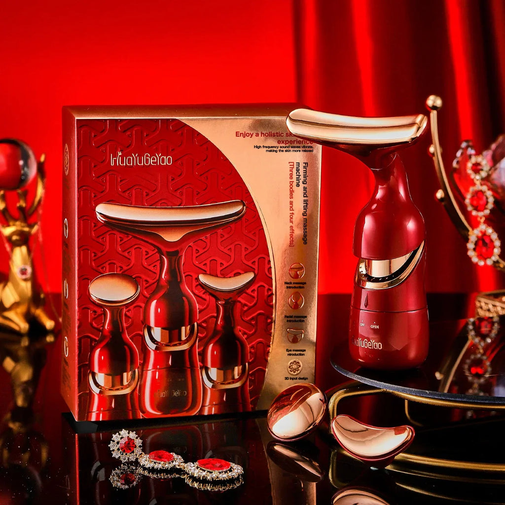 3-in-1 EMS Facial Lifting Device - Skin Tightening Wrinkle Reduction & Anti-Aging for Neck/Eye/Face Care Massage Roller