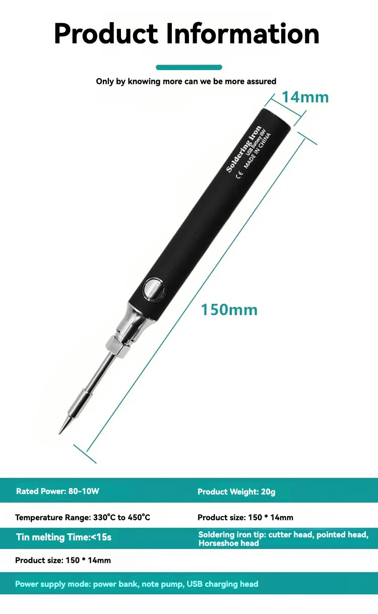 USB Soldering Iron Wireless Charging Electric Solder Iron 5V 8W Fast Charging Lithium Rechargeable Portable Repair Welding Tools