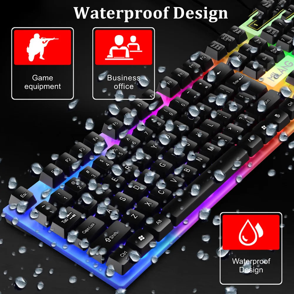 Gaming Keyboard Wired Keyboard Mechanical Keyboard 104 Keys Floating Button Rainbow Backlight Keyboard for Laptop PC Accessories
