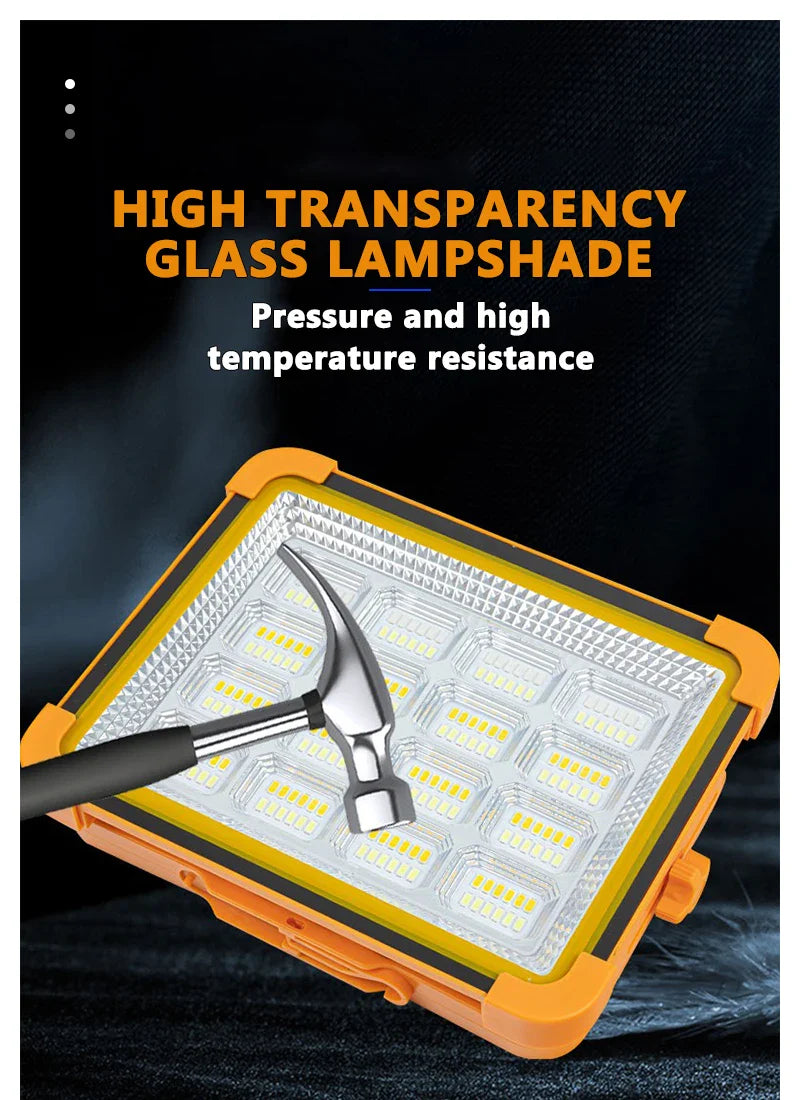 LED Solar Floodlight Outdoor IP66 Waterproof USB Rechargeable Magnet Strong Light Portable Camping Tent Fishing Light Work Light