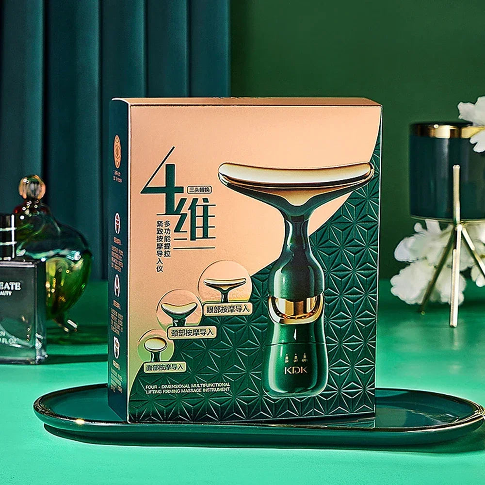 3-in-1 EMS Facial Lifting Device - Skin Tightening Wrinkle Reduction & Anti-Aging for Neck/Eye/Face Care Massage Roller