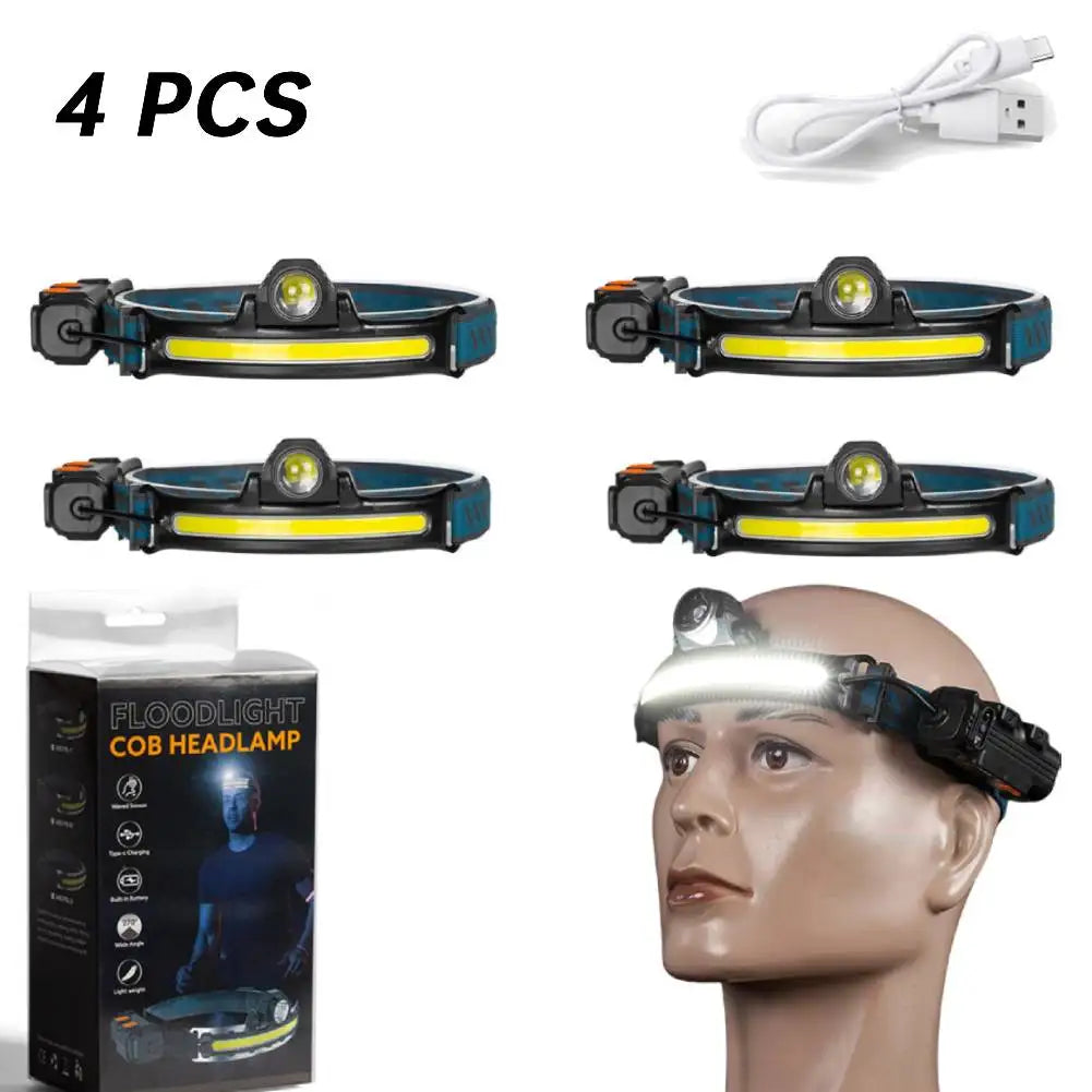 XPG+COB LED Zoom Induction Headlamp USB Rechargeable Powerful Head Flashlight Power Display Camping Headlight for Hiking Fishing