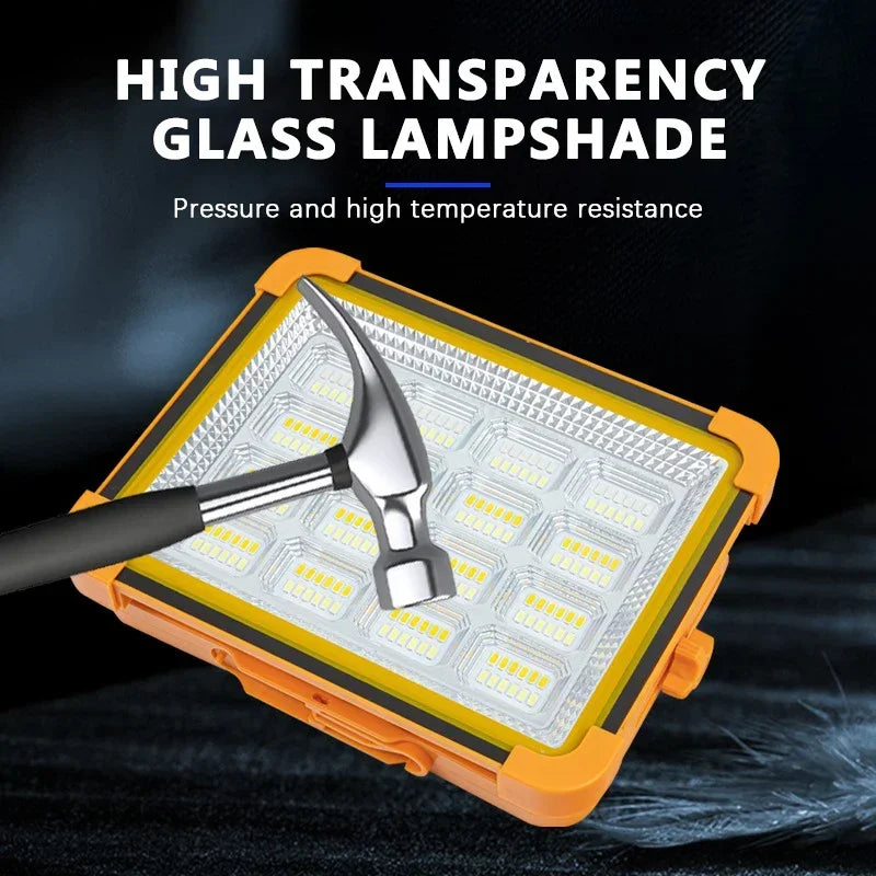 LED Solar Floodlight Outdoor IP66 Waterproof USB Rechargeable Magnet Strong Light Portable Camping Tent Fishing Light Work Light