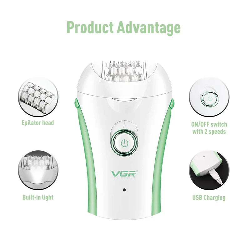 VGR 705 Epilator Professional Epilator Hair Remover Rechargeable Hair Remover Women Hair Remover Portable Electric Epilator