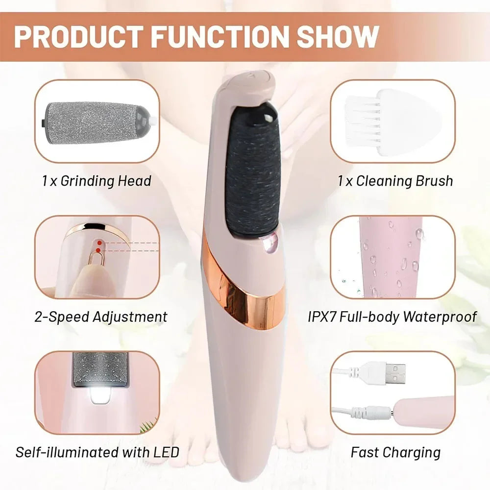 Rechargeable  Electric Callus Remover for Feet 、Portable Foot Callus Remover Waterproof Profess Pedicure Foot File Pedicure Tool