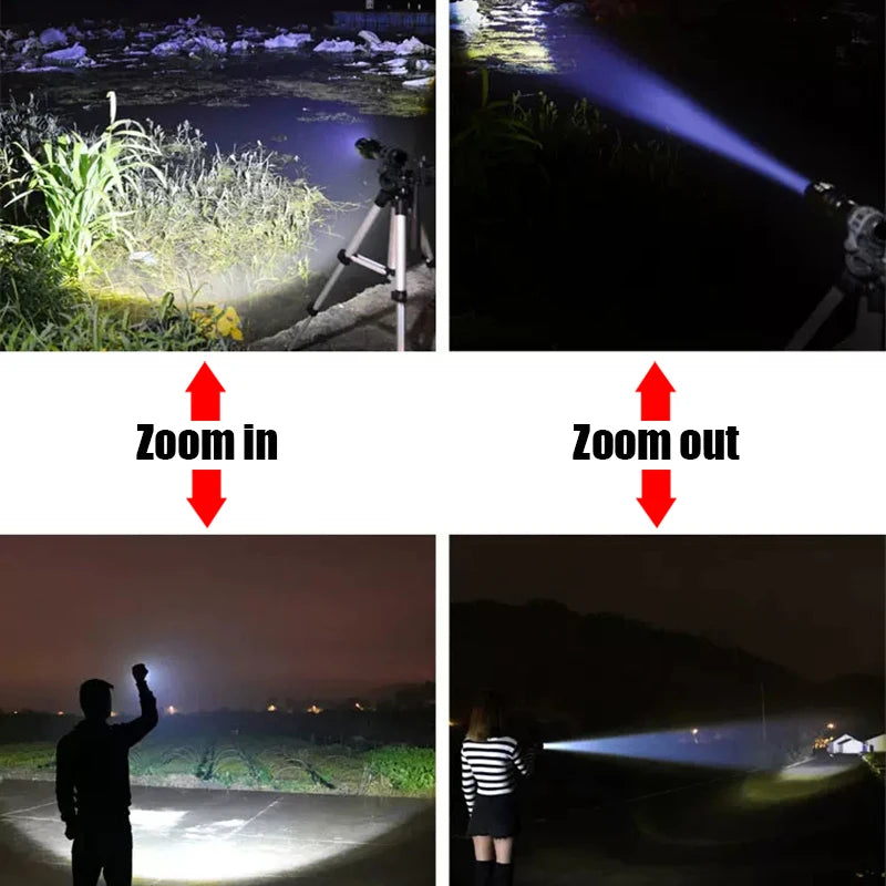 1/2/4/8pcs Rechargeable Led Flashlight Powerful Flash Light Adjustable Brightness Zoomable Flashlights With Built-in Battery
