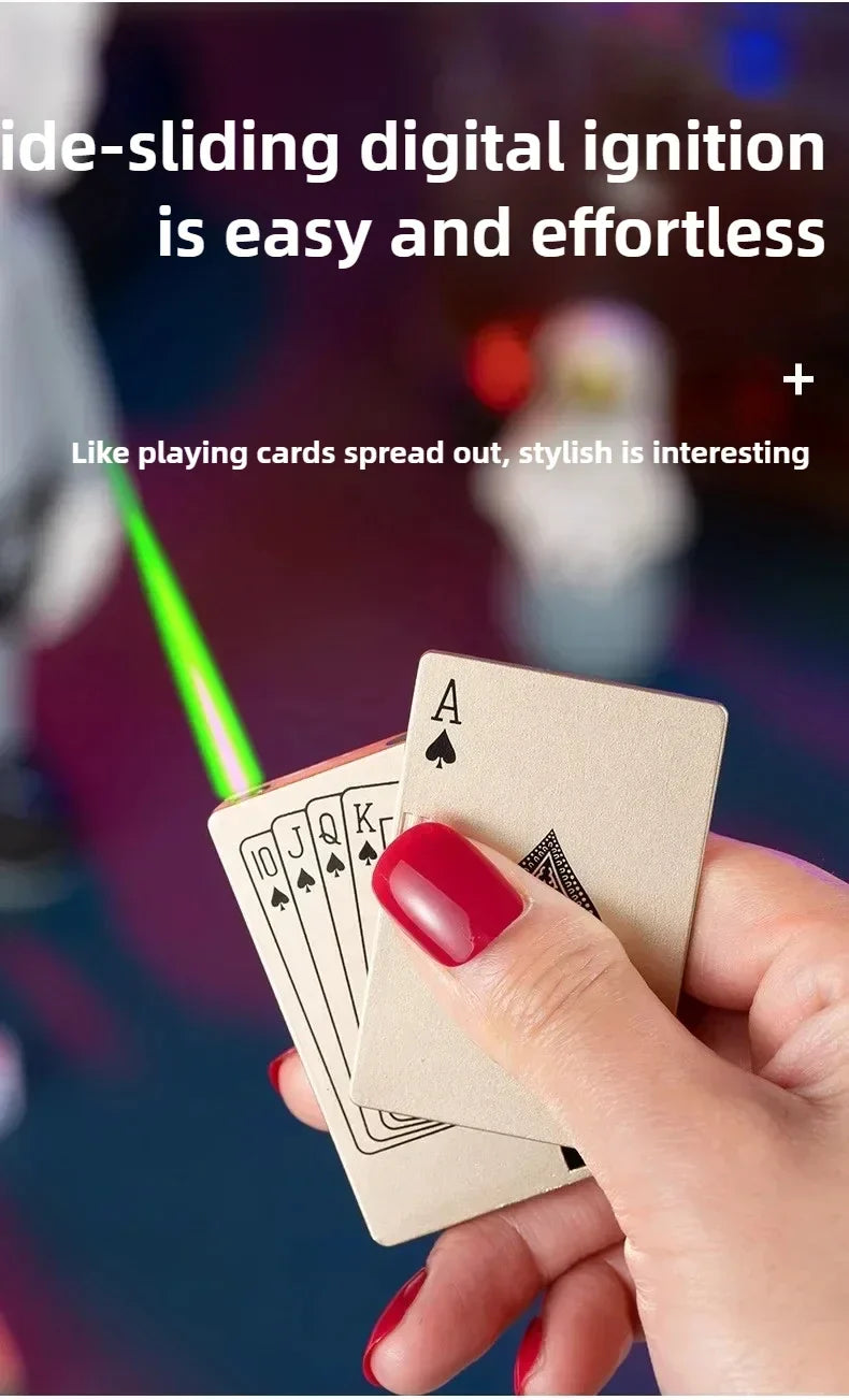 Creative Playing Cards Ace of Spades Lighter Butane Windproof Straight Metal Lighter Metal Fun Gift for Men Smoking Accessories
