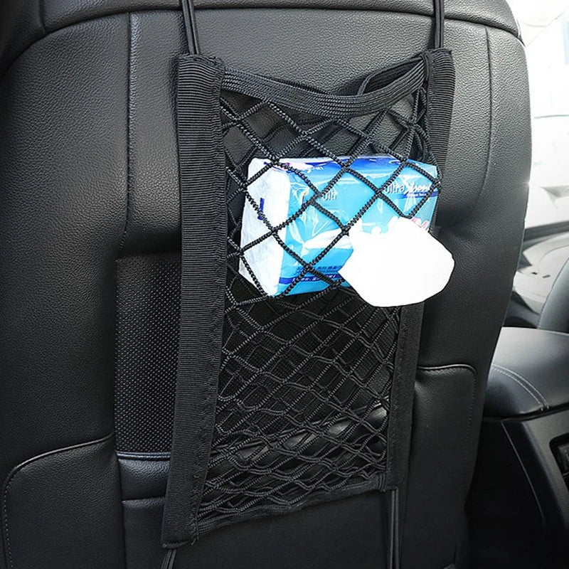 Car Seats Center Organizer Net Universal Auto Accessories Car Storage Net Bag Between Seats Elastic Storage Fences Partition