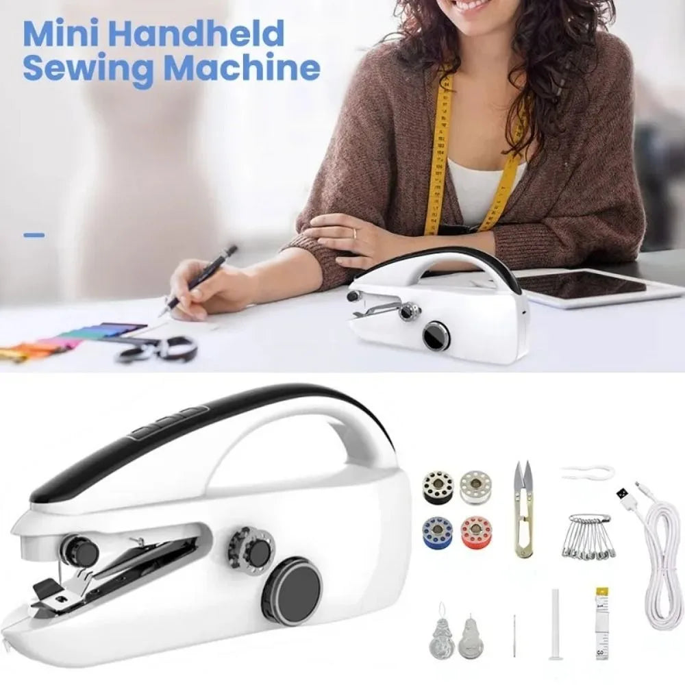 New Single Thread Stitching Electric Sewing 2 Speed Portable Sewing Machine Handheld Crafting Mending Machine
