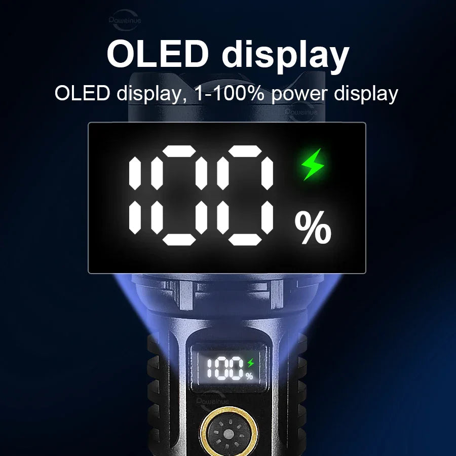 P90 800W High Power LED Flashlight 3000M Long Range Torch Outdoor Tactical Ultra Powerful LED Flashlights Zoomable Camping Hand Lamp