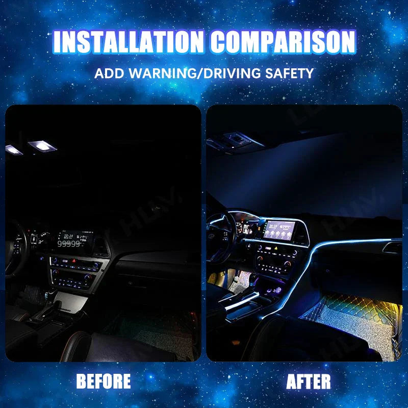 5m Car Interior Ambient Light USB/Cigarette Lighter Flexible Atmosphere Led Light Strip Universal Single-Color Auto Neon Lamp