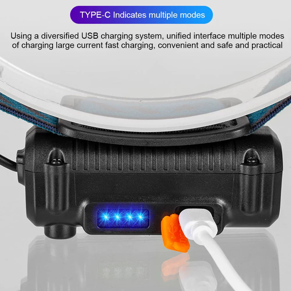 XPG+COB LED Zoom Induction Headlamp USB Rechargeable Powerful Head Flashlight Power Display Camping Headlight for Hiking Fishing