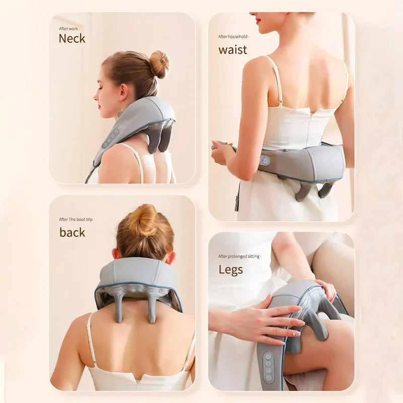Electric Neck Massager Wireless health care Neck Shoulder Kneading 3D Massage Pillow Cervical Back Muscle Relaxing Massage Shawl