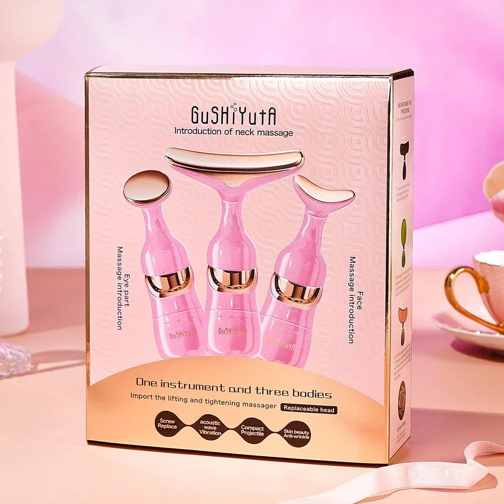 3-in-1 EMS Facial Lifting Device - Skin Tightening Wrinkle Reduction & Anti-Aging for Neck/Eye/Face Care Massage Roller