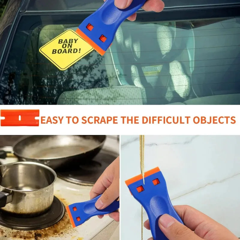 12pcs Car Detailing Scraper Kit Multi-Purpose Plastic Scraper for Decal Removal Sticker Residue Glass Cleaning Auto Film Tools