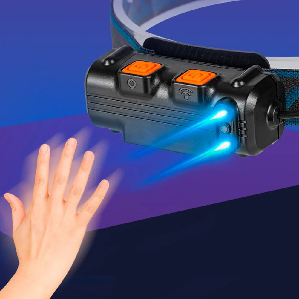 XPG+COB LED Zoom Induction Headlamp USB Rechargeable Powerful Head Flashlight Power Display Camping Headlight for Hiking Fishing