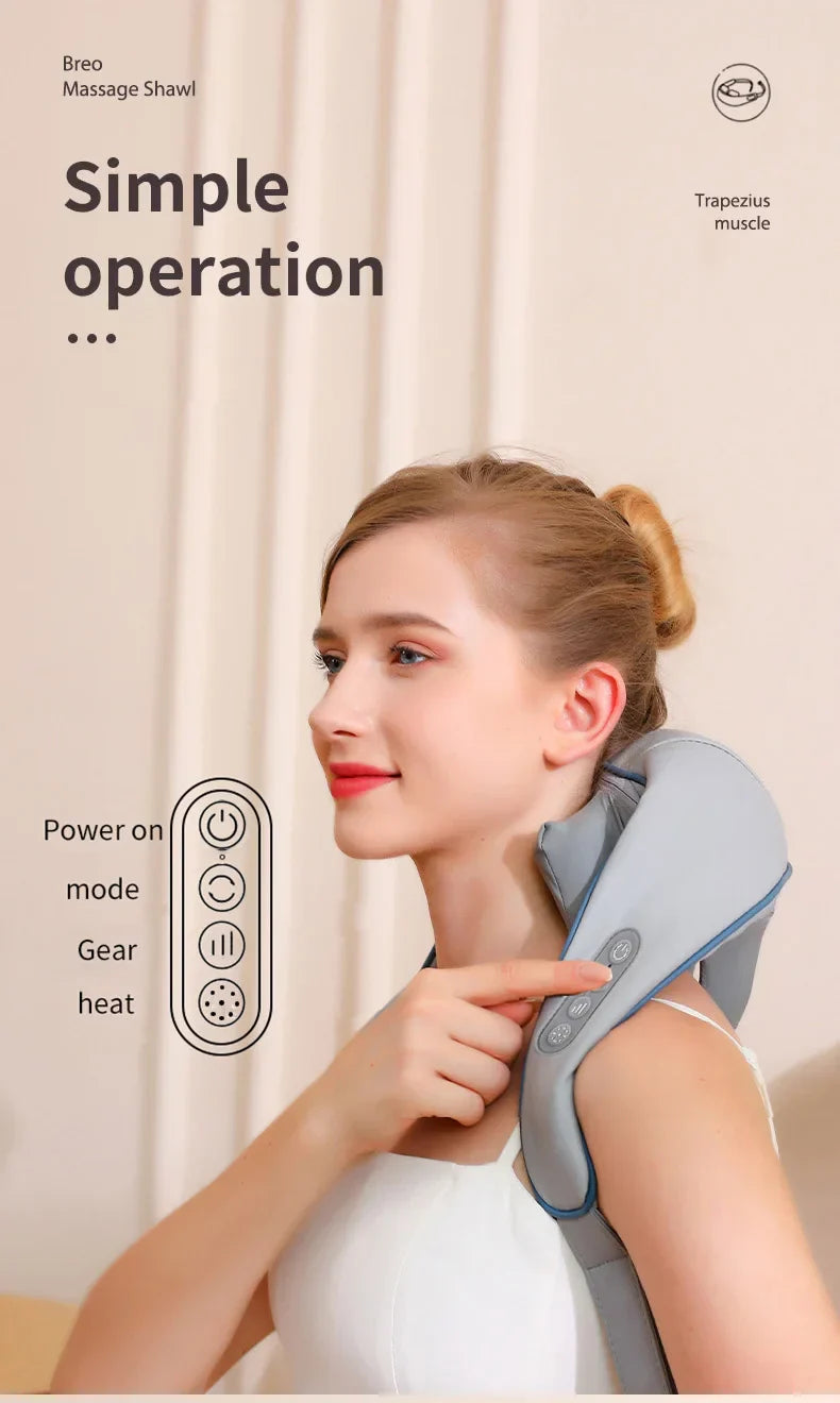 Electric Neck Massager Wireless health care Neck Shoulder Kneading 3D Massage Pillow Cervical Back Muscle Relaxing Massage Shawl