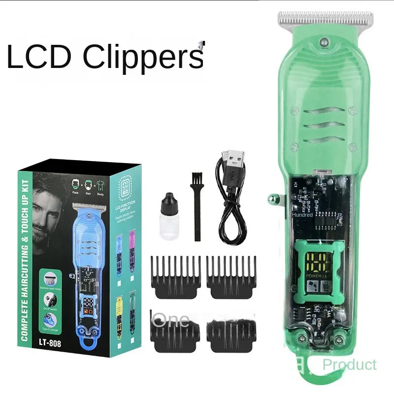 Professional Hair Cutting Machine Rechargeable  Clipper Transparent Electric Hair Trimmers For Men Cordless Hair Cut Machine