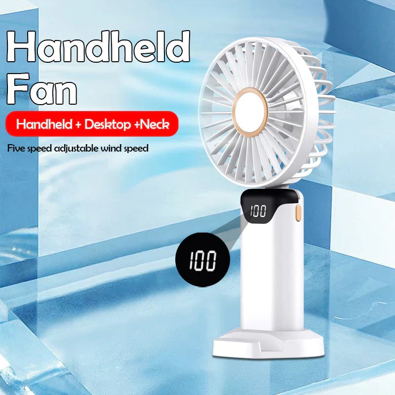 Portable Mini Fan USB Outdoor Handheld Fan with Desktop Phone Holder 3Wind Adjustments Long Working Life Multi-function Mini Fan