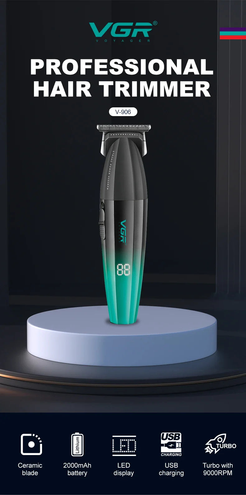 VGR 003 Clipper 906 Hair Cutting Machine High Quality 308 Hair Clipper Professional Set Vgr 003 9000 Rpm 45