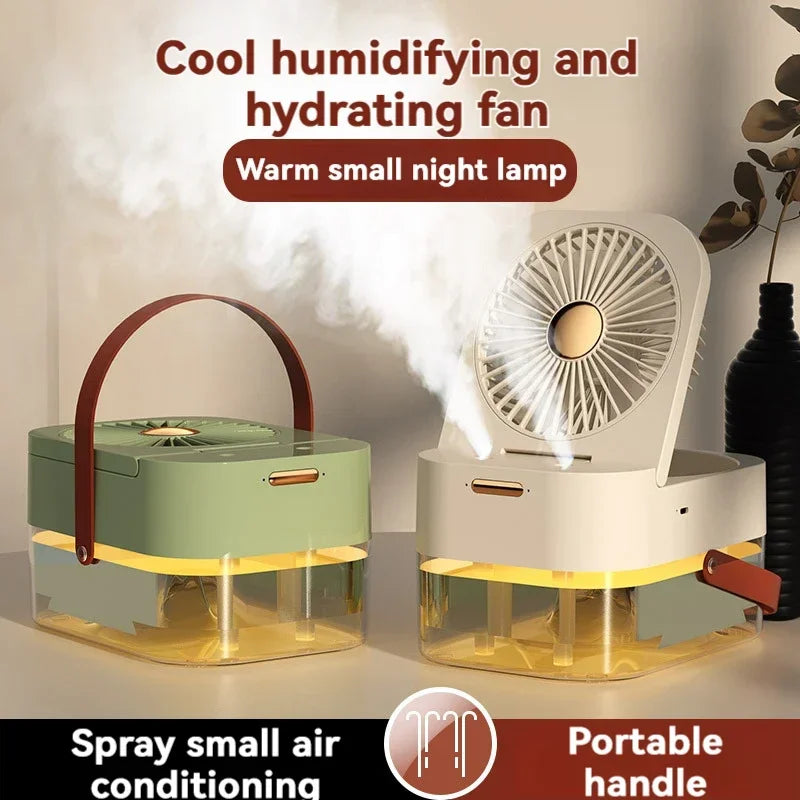 New Humidifying Portable Folding Spray Desktop Cooling Mini Small Fan USB Rechargeable Electric Fan