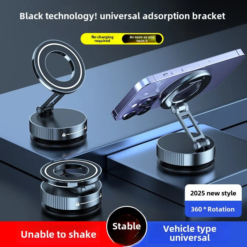 Vacuum Magnetic Car Phone Holder Foldable Suction Cup Mirror Gym Bath Shower Stand for IPhone 16 15 14 13 12 11 Xiaomi Samsung
