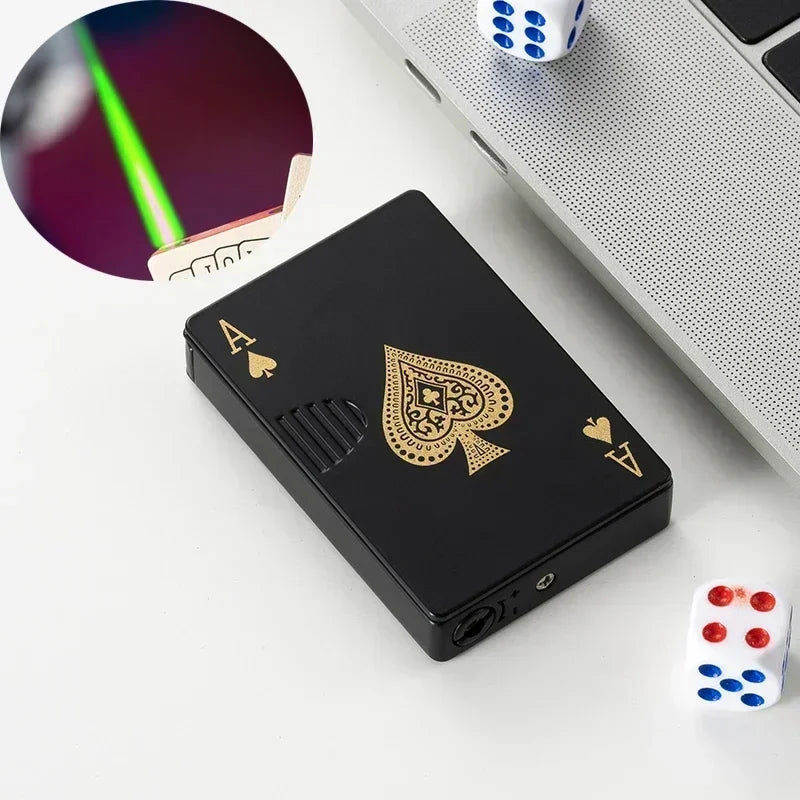 Creative Playing Cards Ace of Spades Lighter Butane Windproof Straight Metal Lighter Metal Fun Gift for Men Smoking Accessories