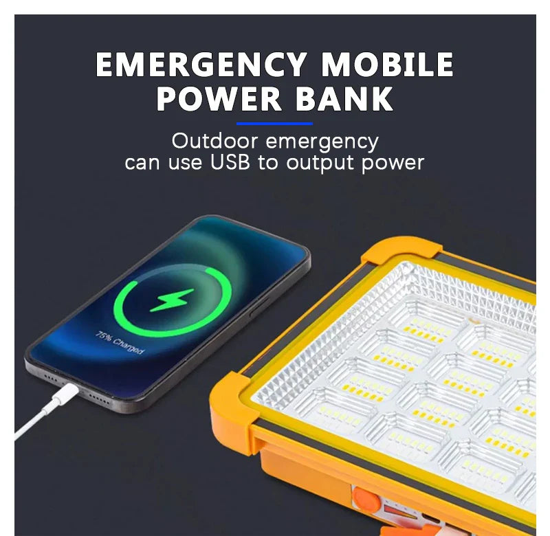 LED Solar Floodlight Outdoor IP66 Waterproof USB Rechargeable Magnet Strong Light Portable Camping Tent Fishing Light Work Light