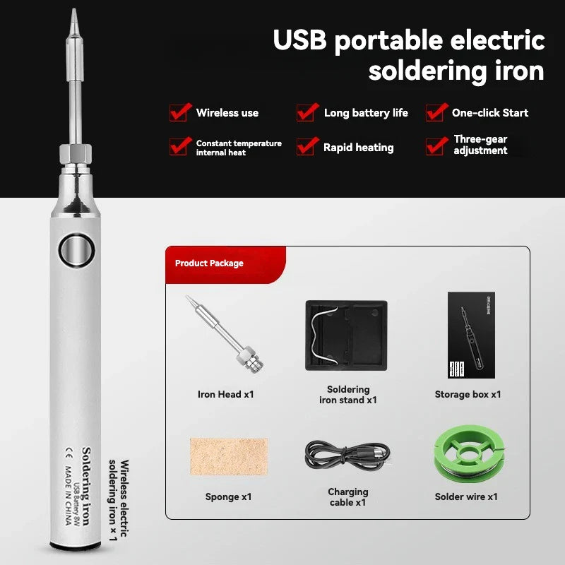 USB Soldering Iron Wireless Charging Electric Solder Iron 5V 8W Fast Charging Lithium Rechargeable Portable Repair Welding Tools