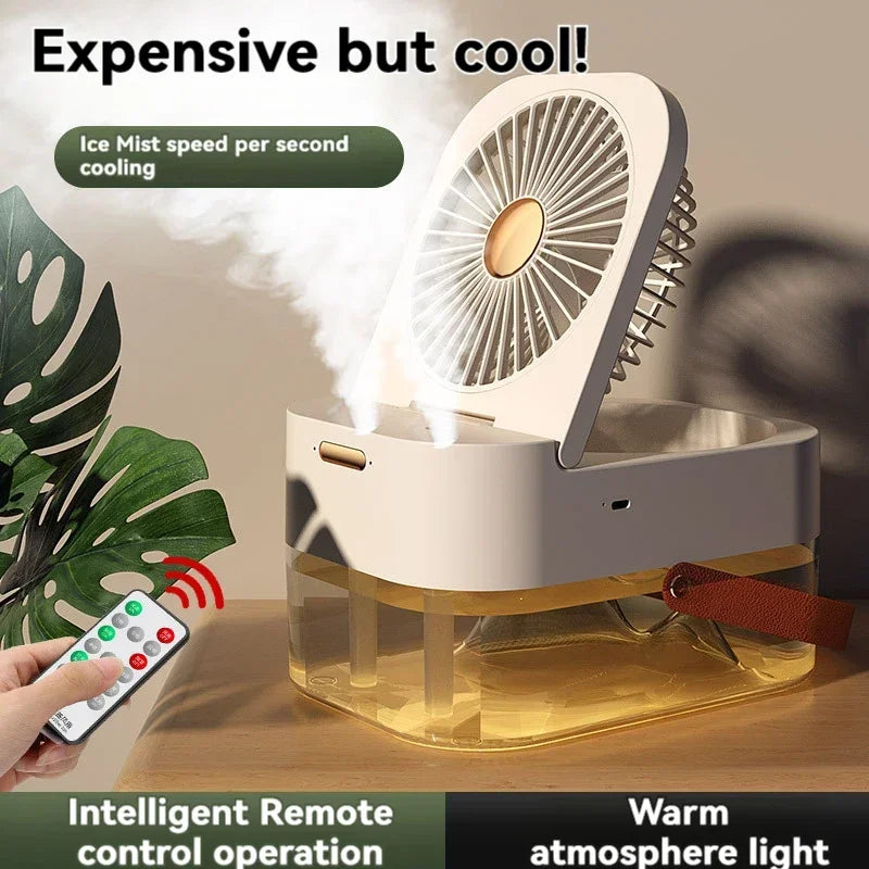 New Humidifying Portable Folding Spray Desktop Cooling Mini Small Fan USB Rechargeable Electric Fan