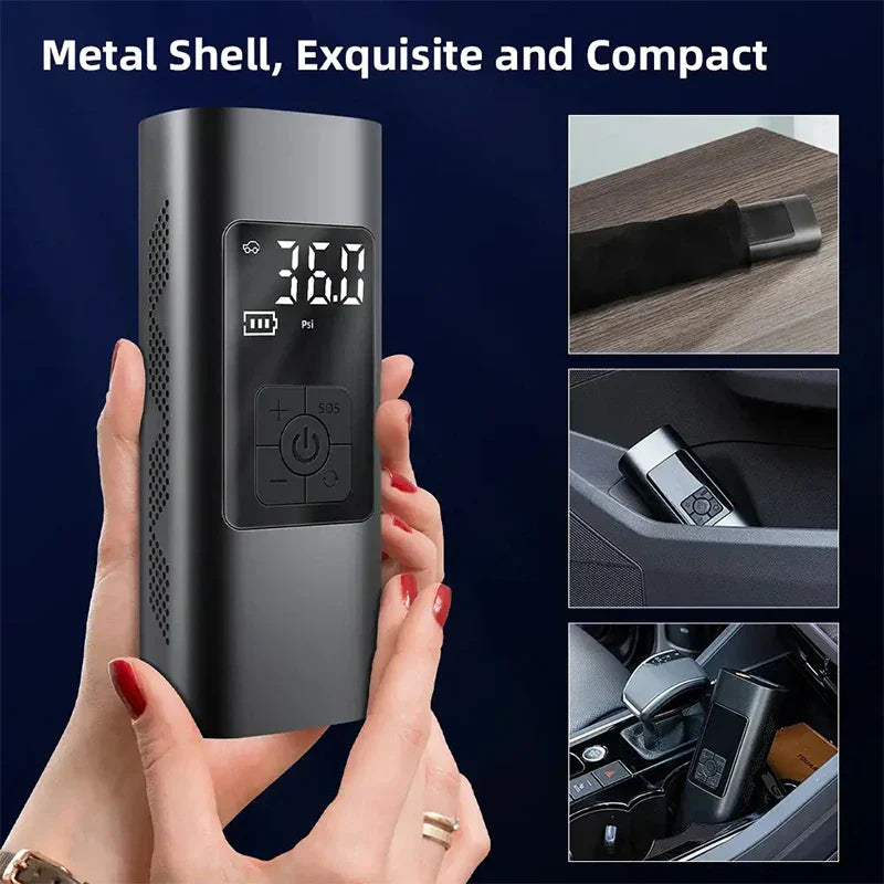 Tire Inflator Portable Electric Air Compressor 6000mAh Rechargeable Mini Tire Pump with LED for Car Motorcycles Bicycle